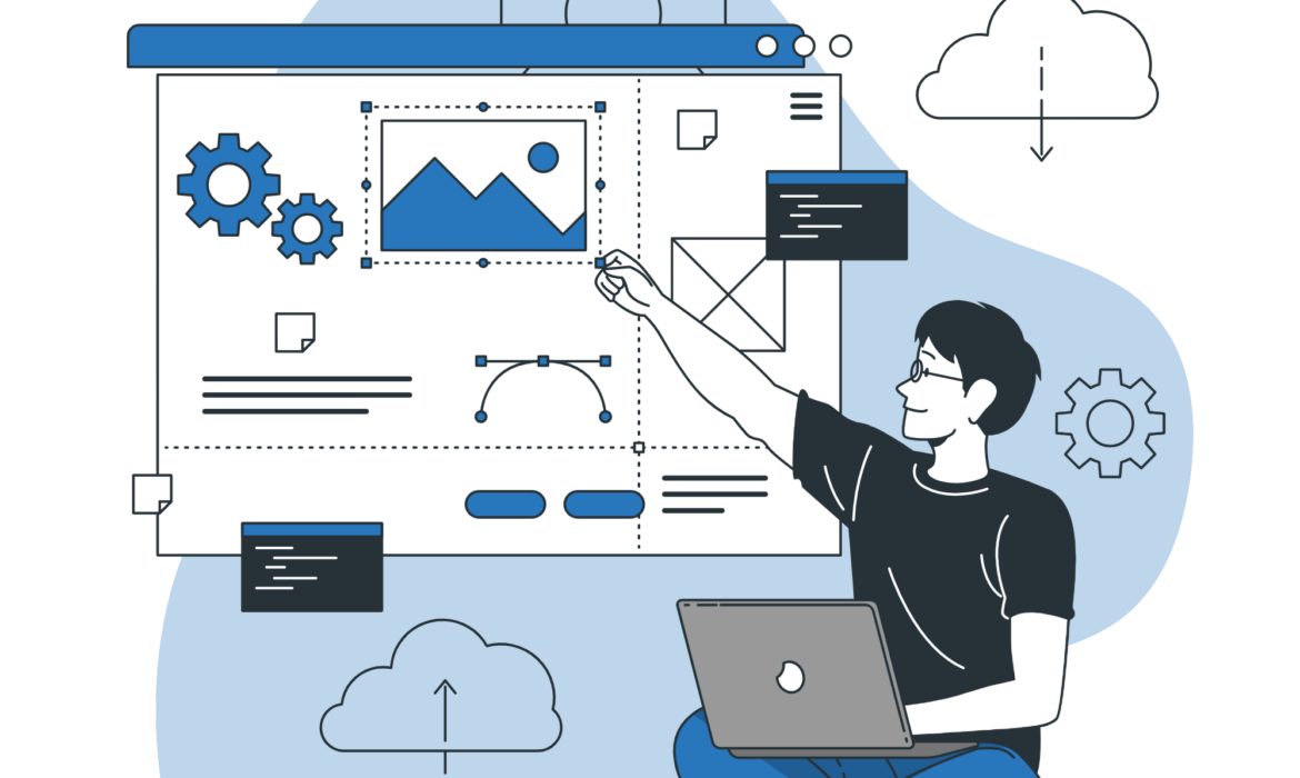 A network of interconnected devices and applications exchanging data through APIs, highlighting the role of APIs in enabling seamless communication and data sharing.